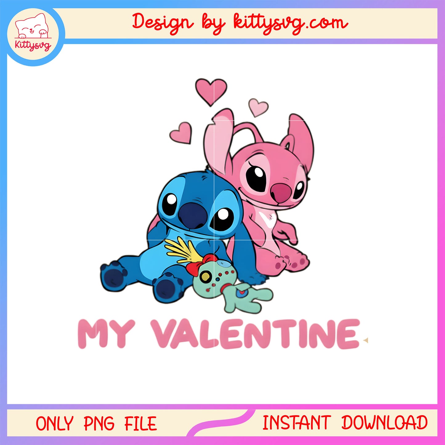My valentine couple stitch png, stitch valentines day png
