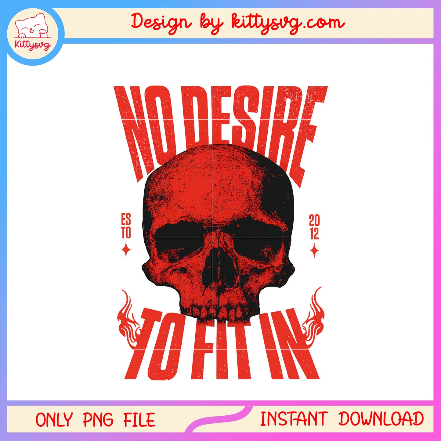No desire to fit in skull horror design png, red skull png
