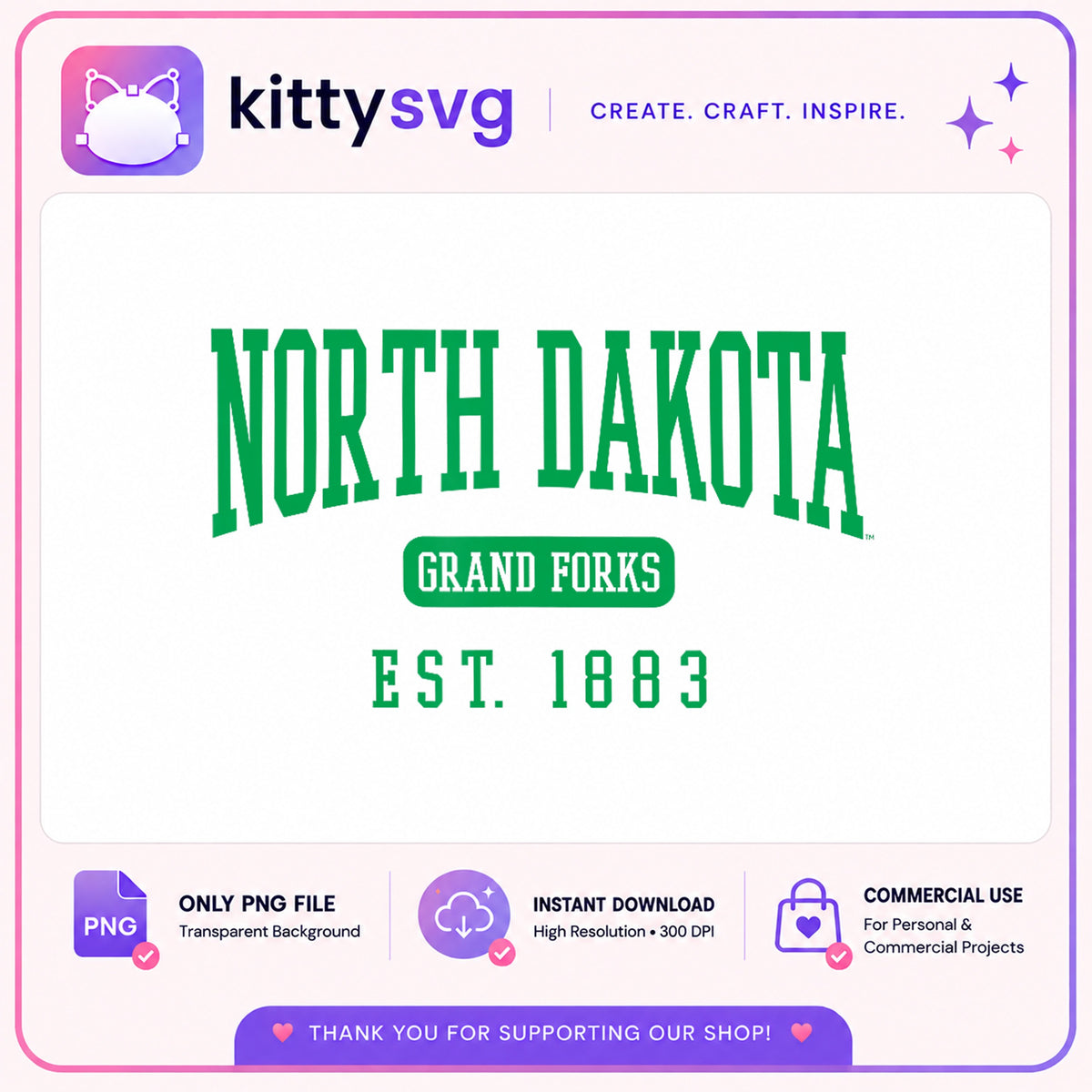 North Dakota Grand Forks Est 1883 PNG, University PNG, State PNG