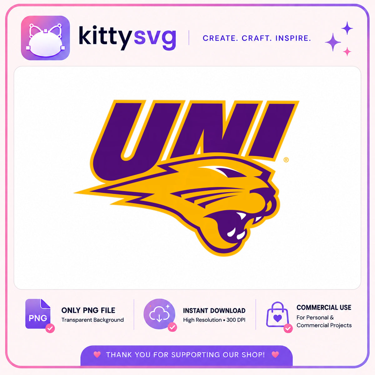 Northern Iowa Panthers PNG, UNI Panthers Logo PNG, College PNG