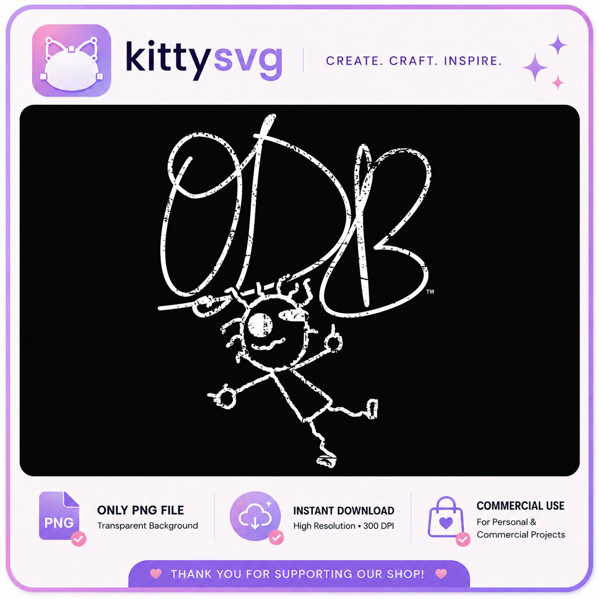 ODB Logo Distressed PNG, Rap Hip Hop PNG, Instant Download PNG