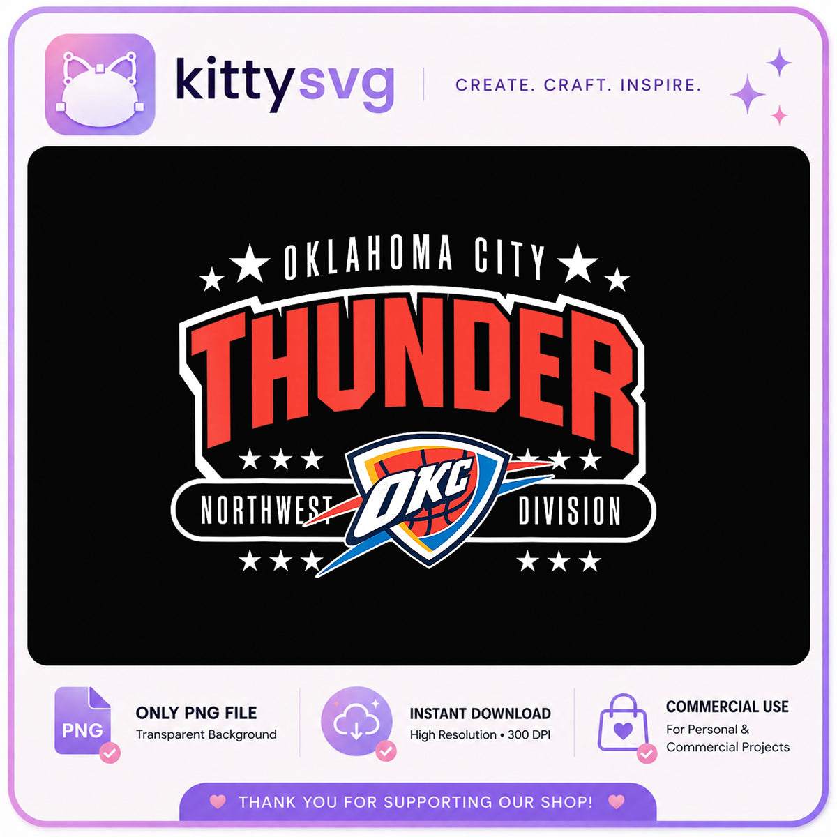 Oklahoma City Thunder PNG, OKC Basketball Team PNG, NBA PNG