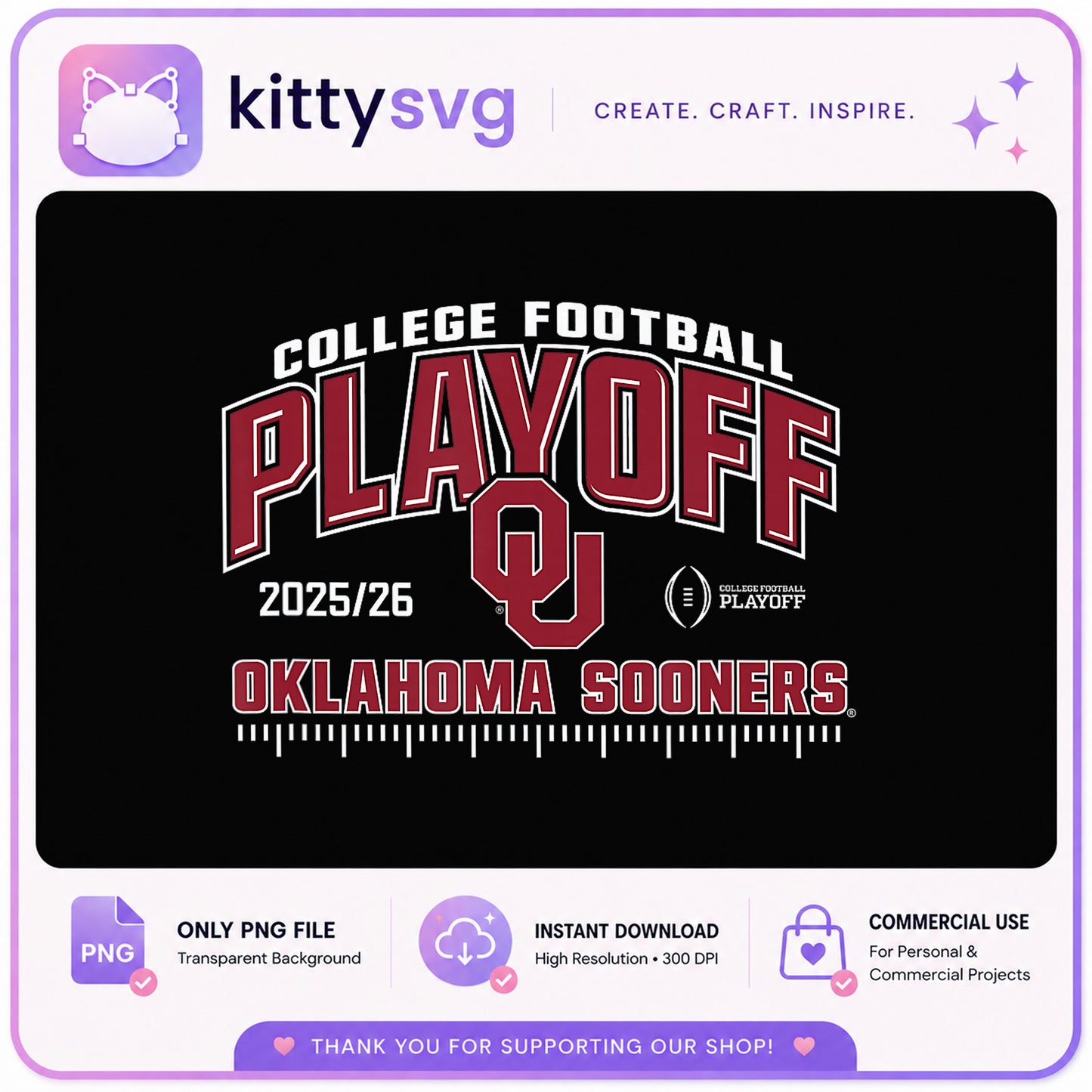 Oklahoma Sooners College Football Playoff PNG, CFP 2025 PNG, Football PNG
