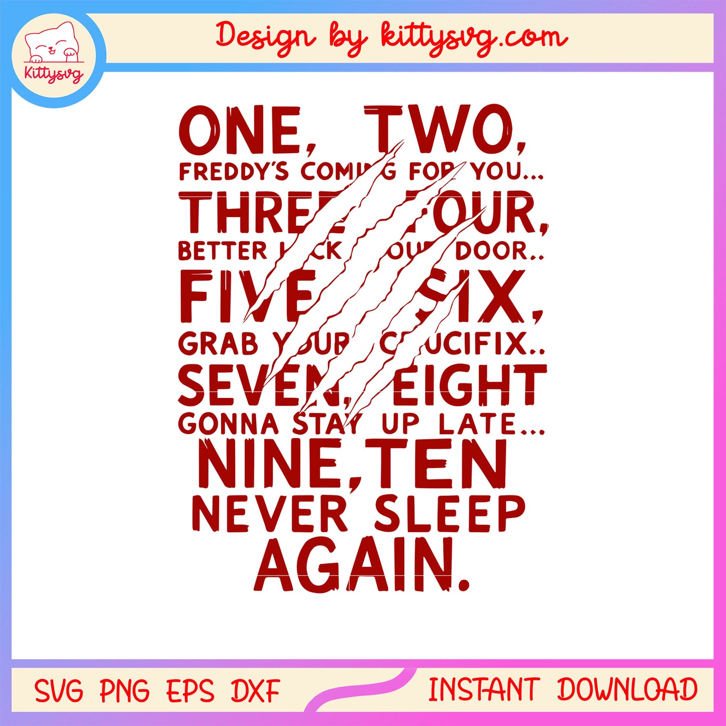 One two freddys coming for you text design svg, quotes svg