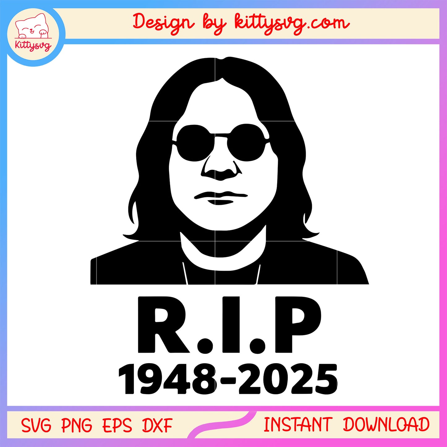 Ozzy osbourne rip black and white svg, vintage music svg