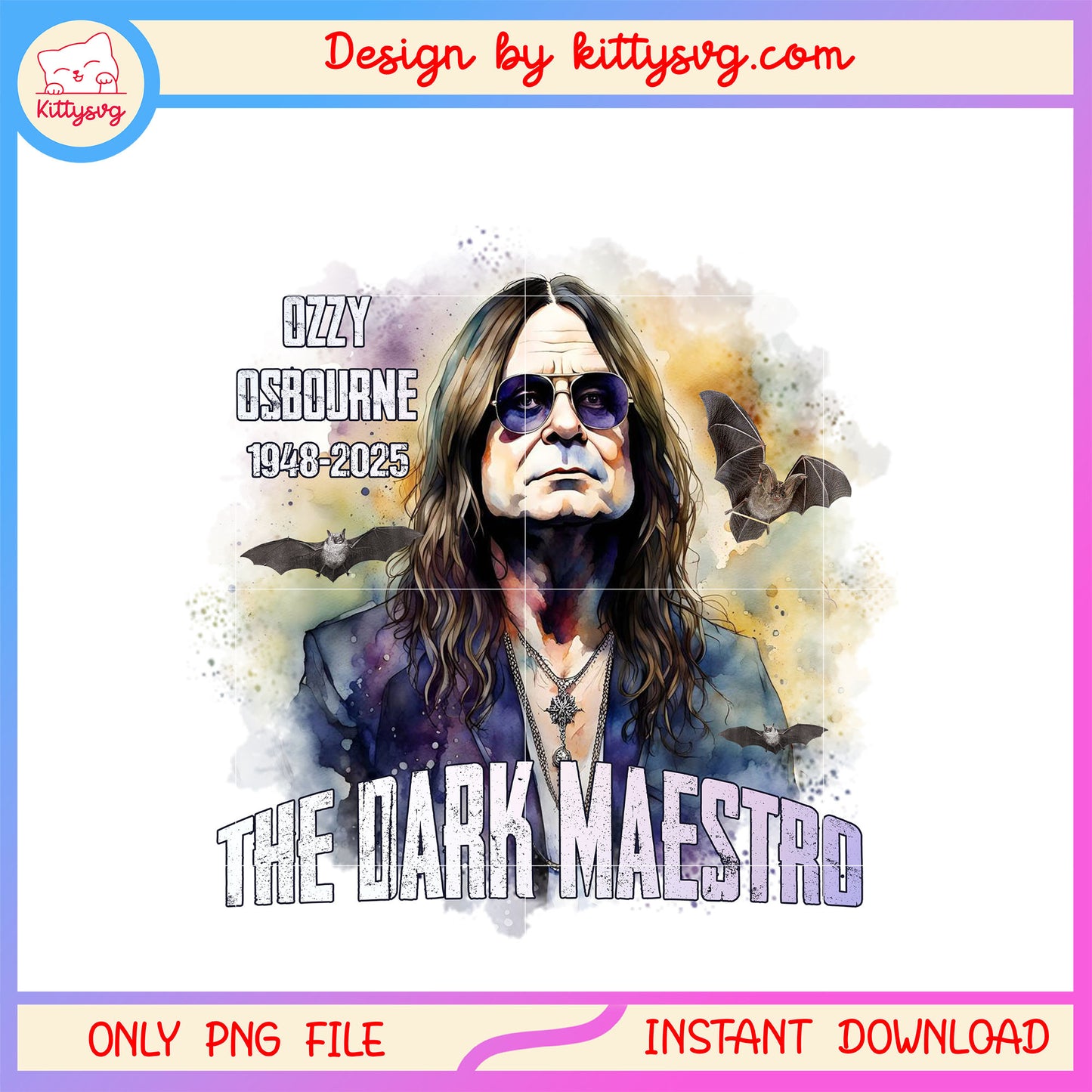Ozzy osbourne the dark maestro watercolor art png, the dark maestro png