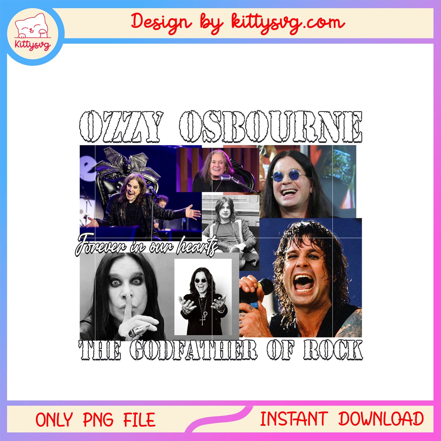 Ozzy osbourne the godfather of rock collage pic png, rock music png