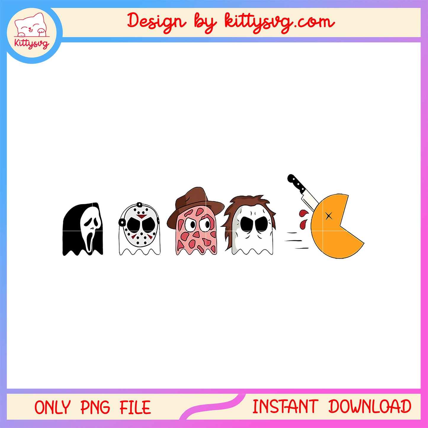 Pac man horror characters halloween png, Horror pac man chibi png