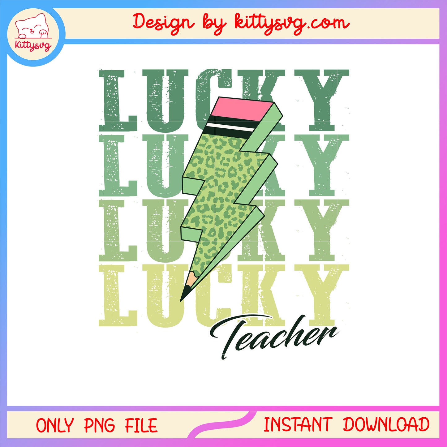 Pencil vignette green lucky png, st patrick's day green png