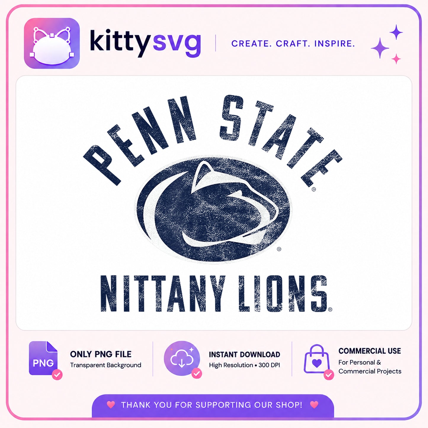 Penn State Nittany Lions PNG, College Football Logo, Vintage PNG