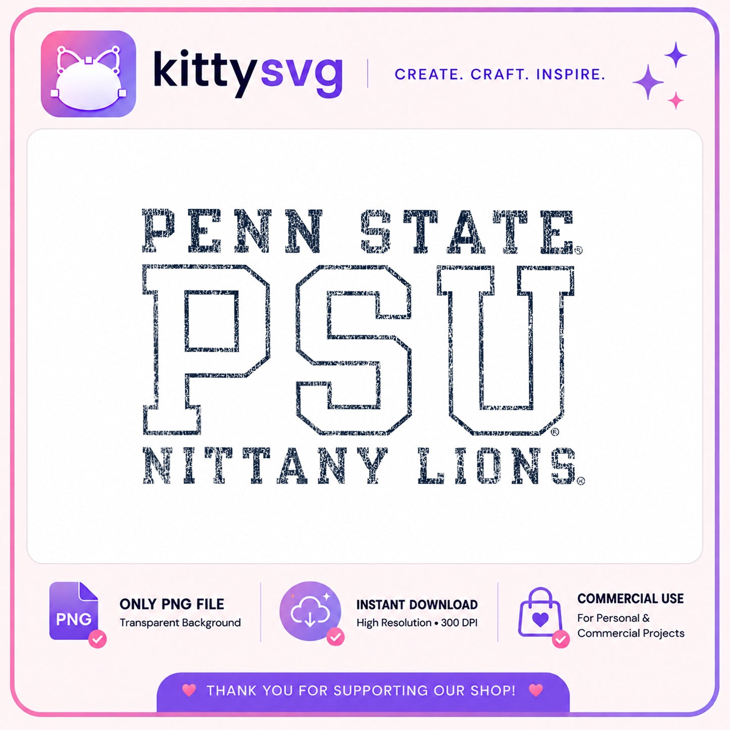Penn State PSU Nittany Lions PNG, Distressed College PNG, Football PNG