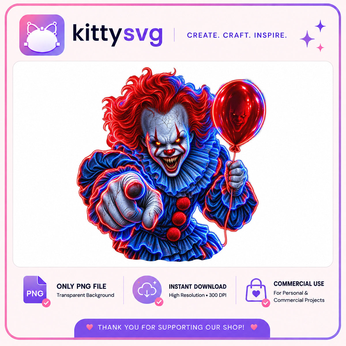 Pennywise Clown PNG, IT Horror Clown PNG, Halloween PNG