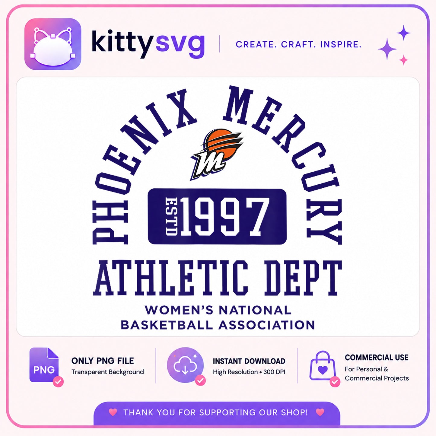Phoenix Mercury Athletic Dept PNG, WNBA Basketball PNG, Team PNG