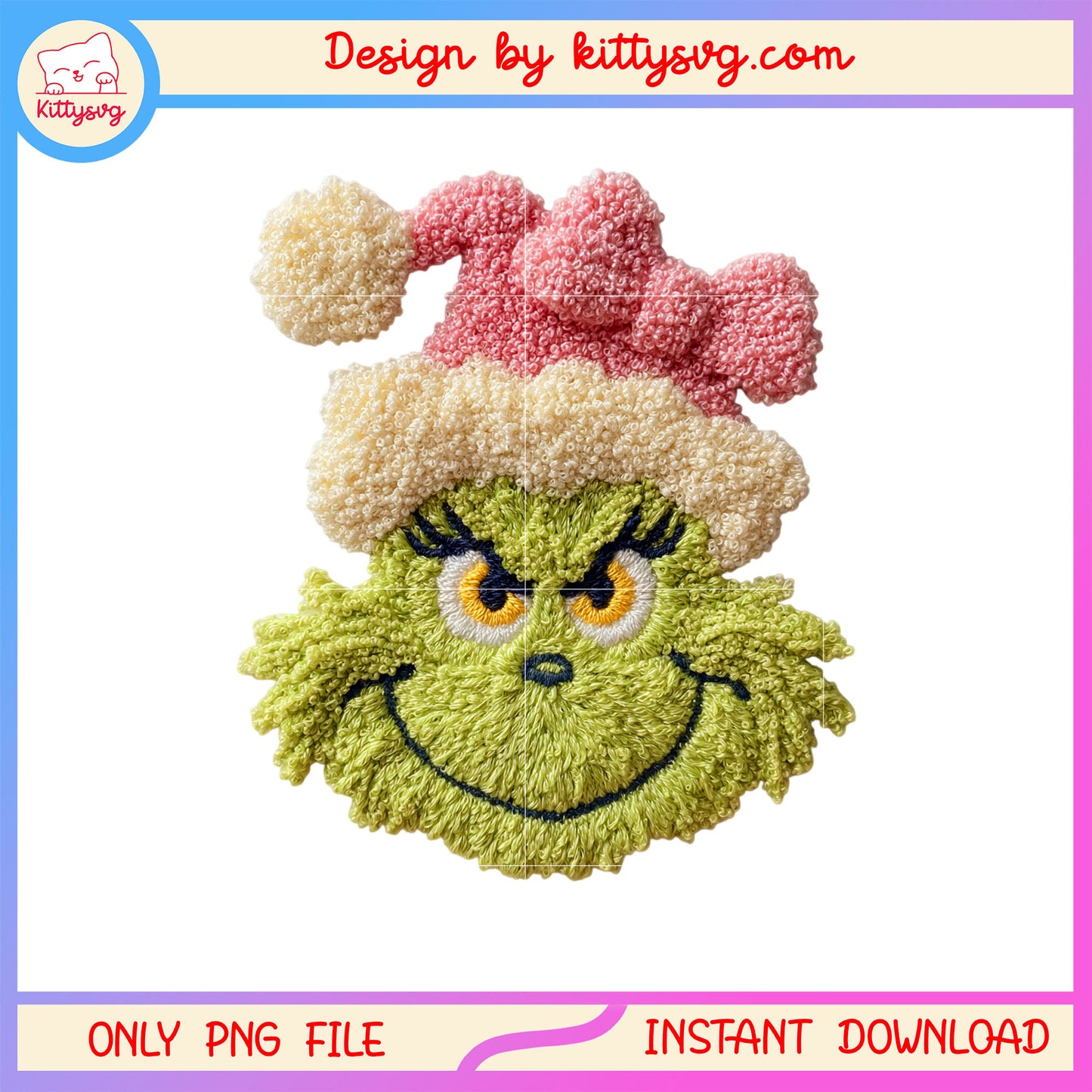 Pink bow grinch girl face patchwork png, grinch characters png