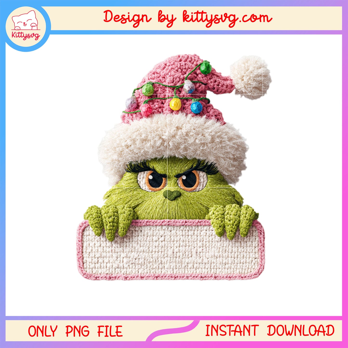 Pink grinch santa hat lights patchwork png, the grinch png