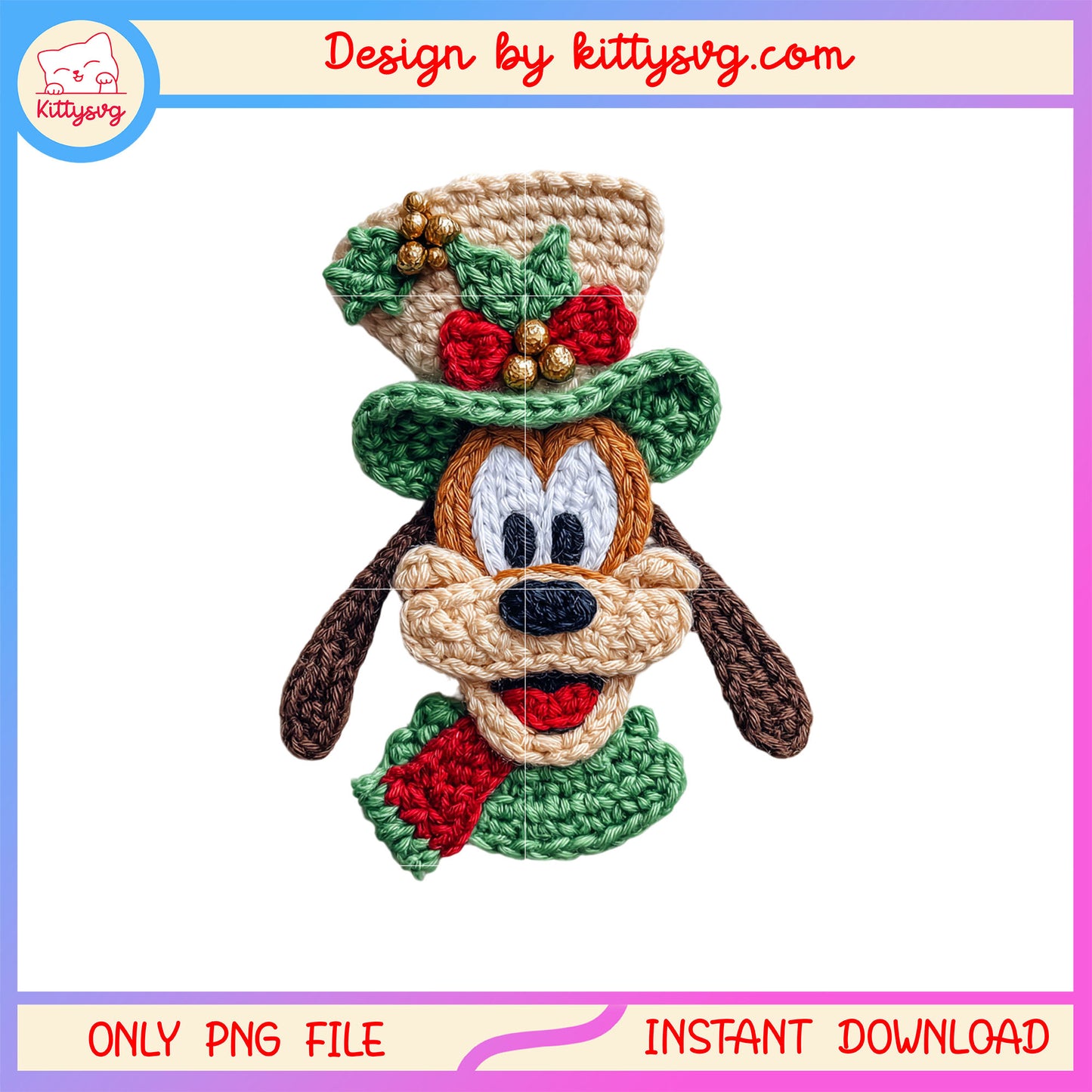 Pluto face christmas patchwork png, disney pluto character png