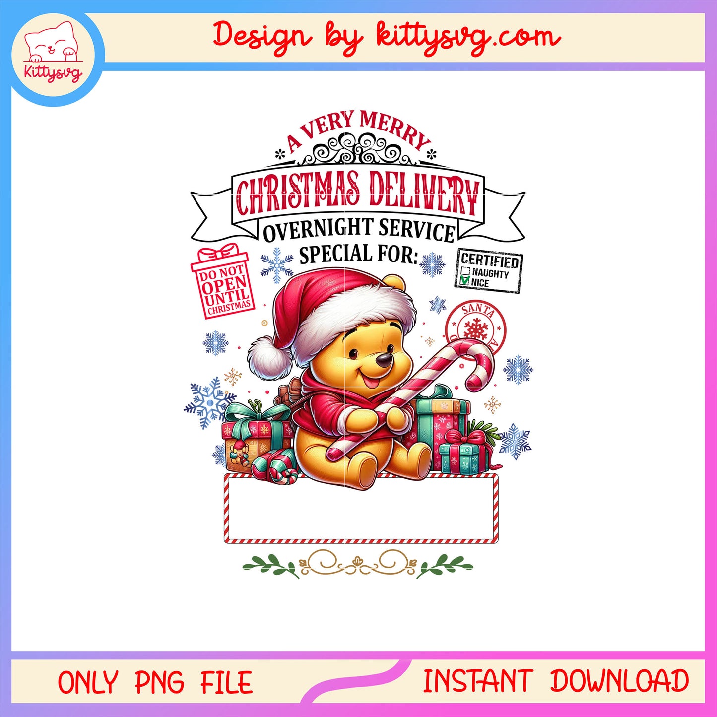Pooh a very merry christmas delivery png, disney winnie pooh png