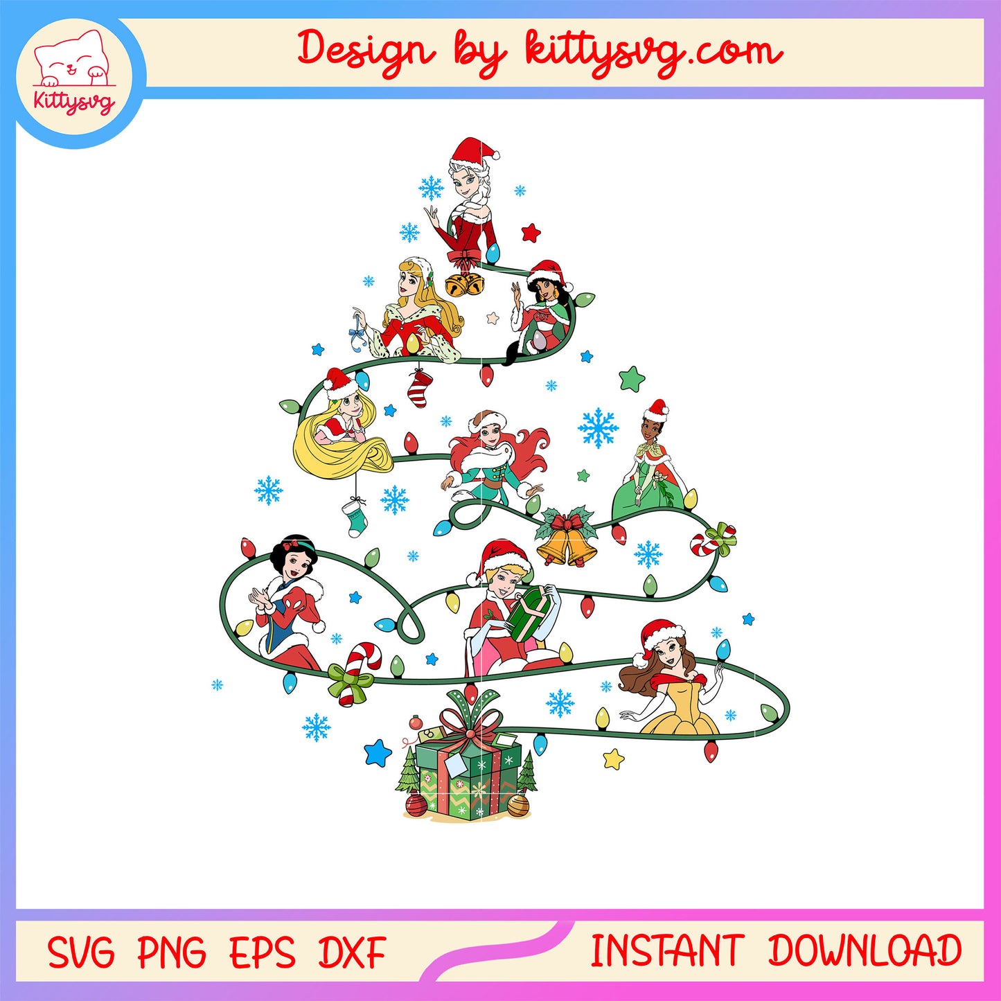 Princess disney christmas lights gif svg, christmas ideas decor svg