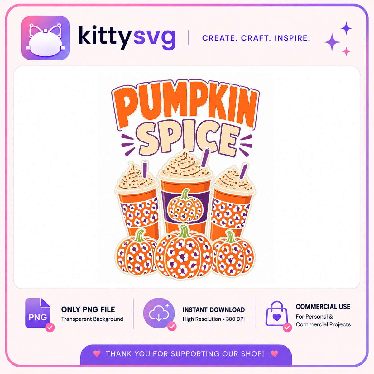Pumpkin Spice Latte PNG, Fall Coffee Cups PNG, Halloween PNG