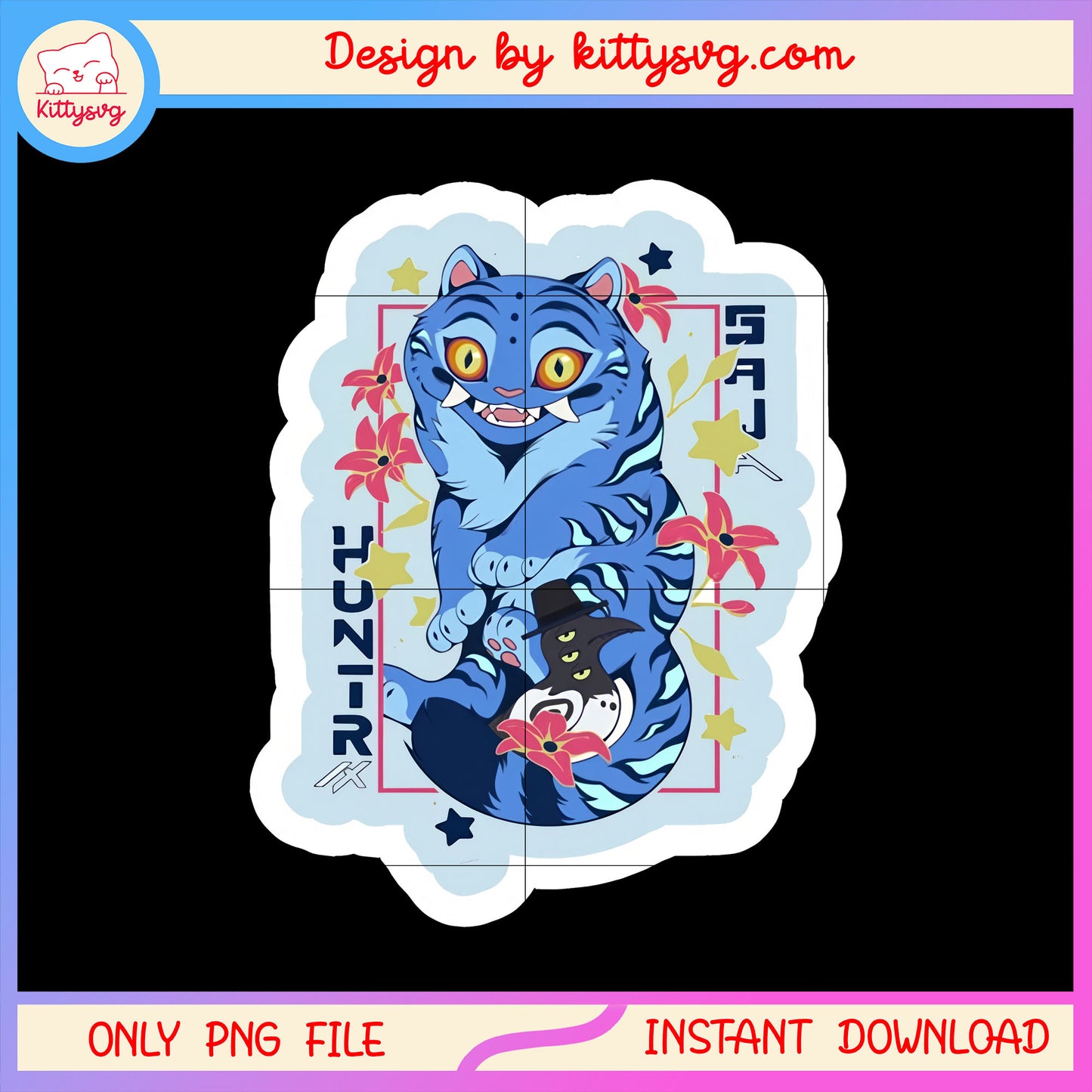 Retro derpy and sussie sticker design png, derpy tiger png