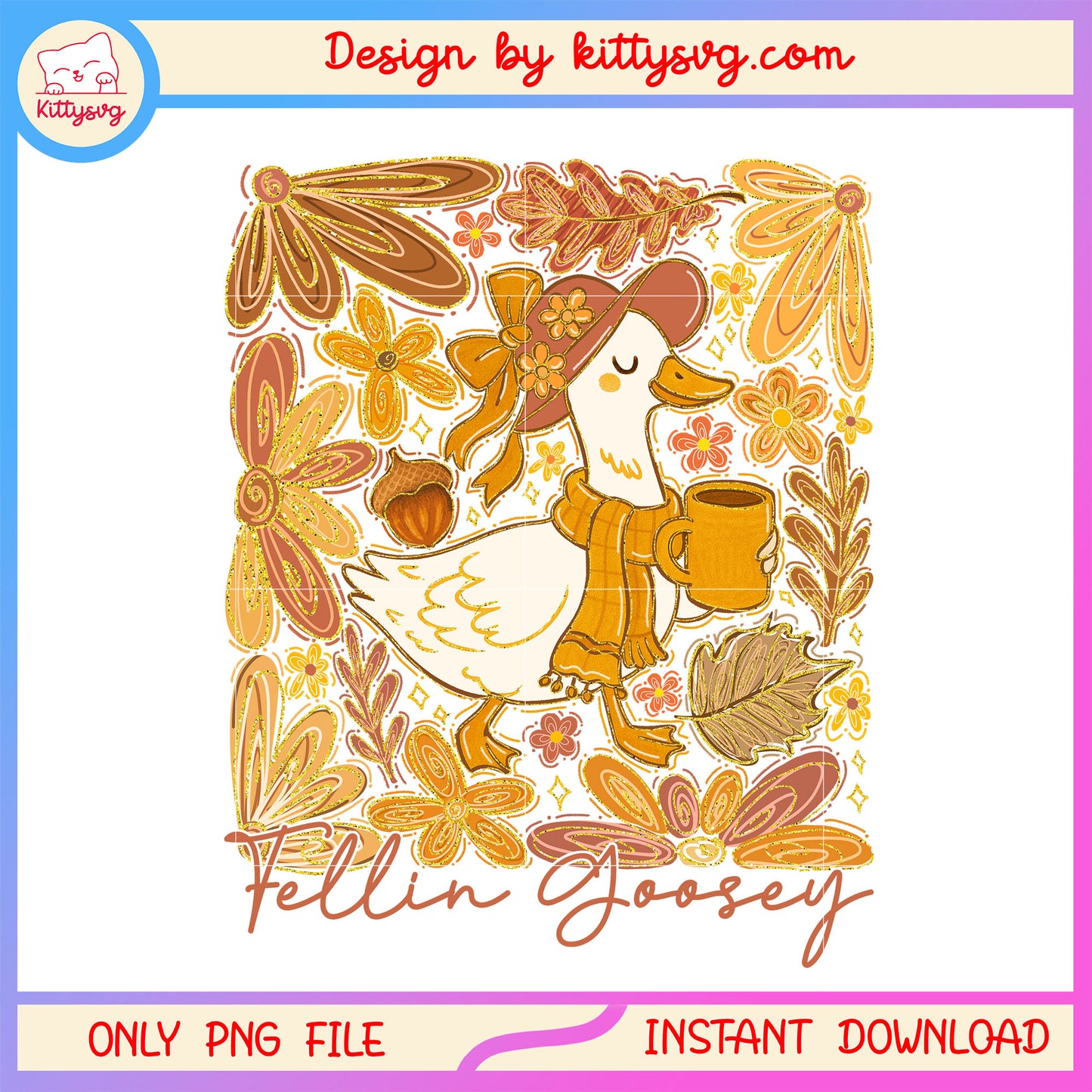 Retro fall feelin goosey png, vintage fall png, he goose png