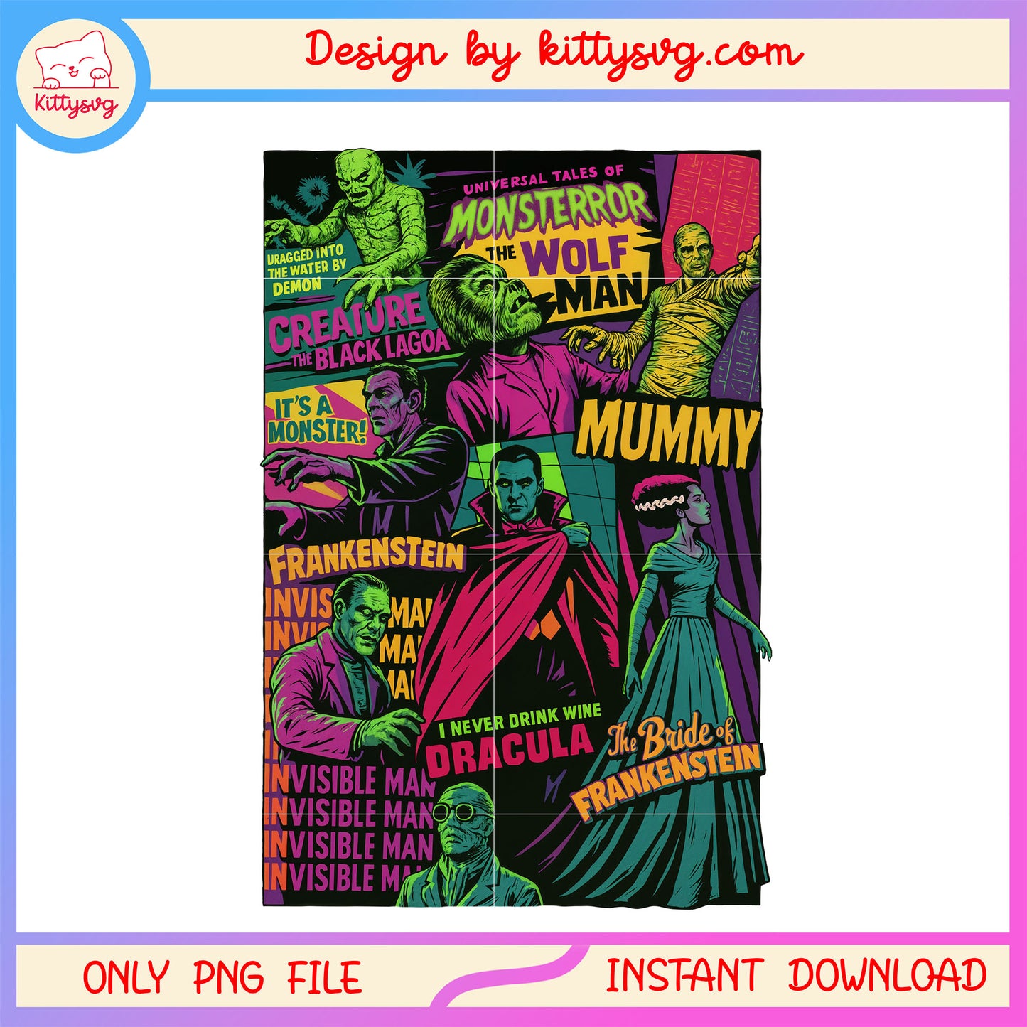 Retro halloween monster design png, halloween monster png, mummy png