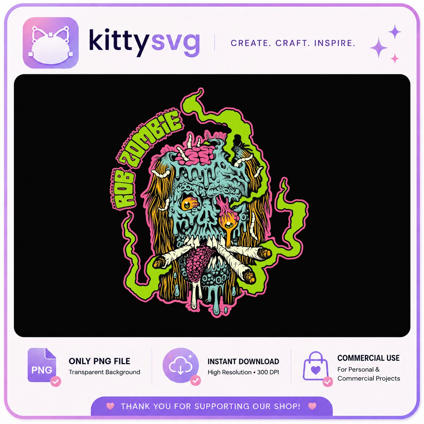 Rob Zombie Horror Monster PNG, Rock Band Graphic, Halloween PNG