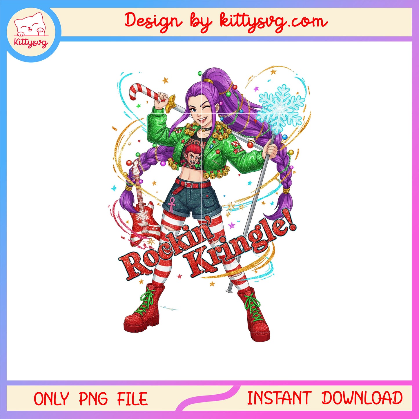 Rockin kringle rumi huntrix kpop png, huntrix rumi member png