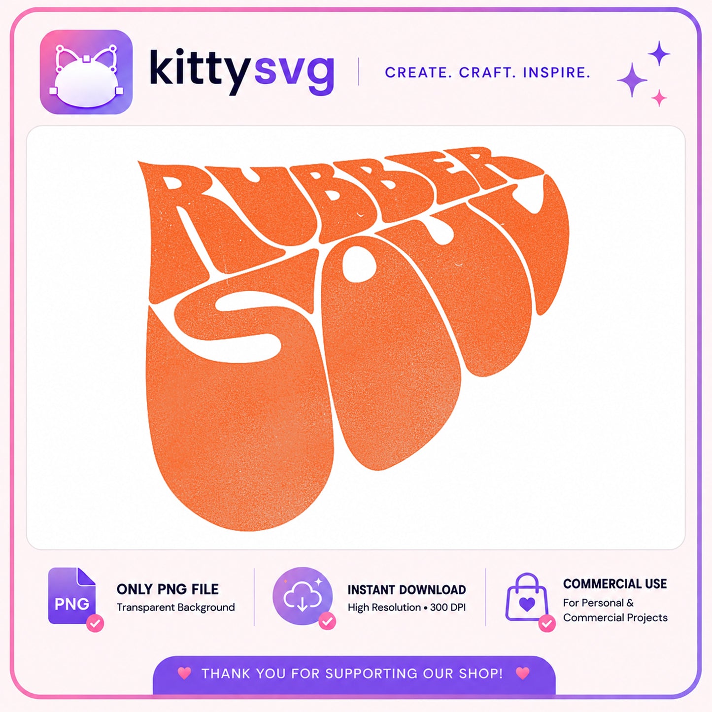 Rubber Soul Retro PNG, Groovy Typography PNG, Vintage Text PNG