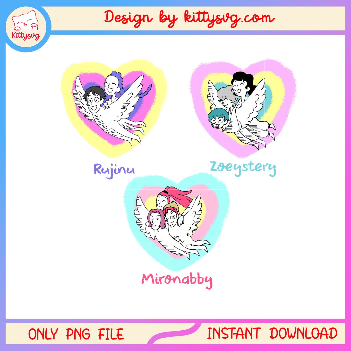 Rujinu zoeystery and mironabby png, kpop demon hunters characters png