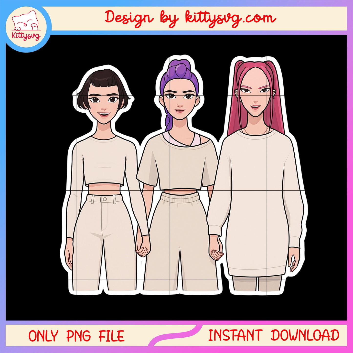 Rumi and friends characters png, kpop demon hunters movie png