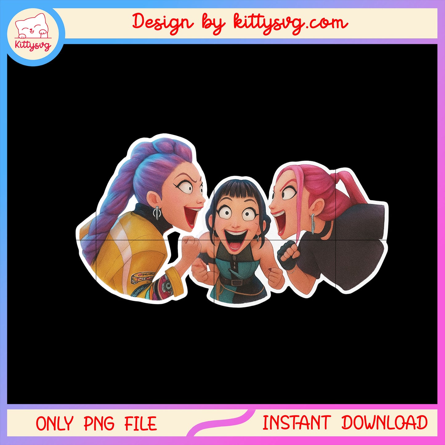 Rumi and friends laugh funny png, kpop demon hunters png