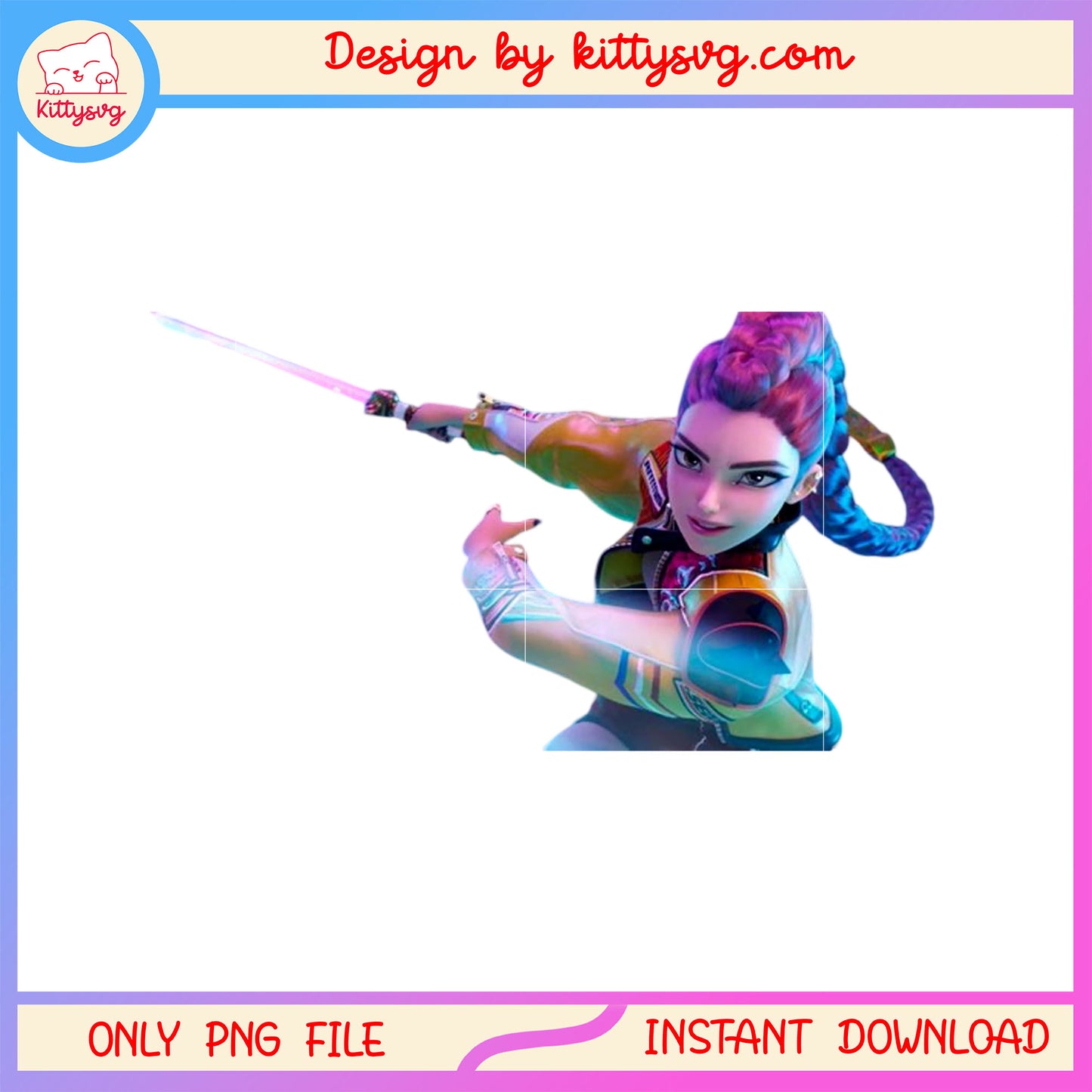 Rumi huntrix attack design png, rumi huntrix hunters form png