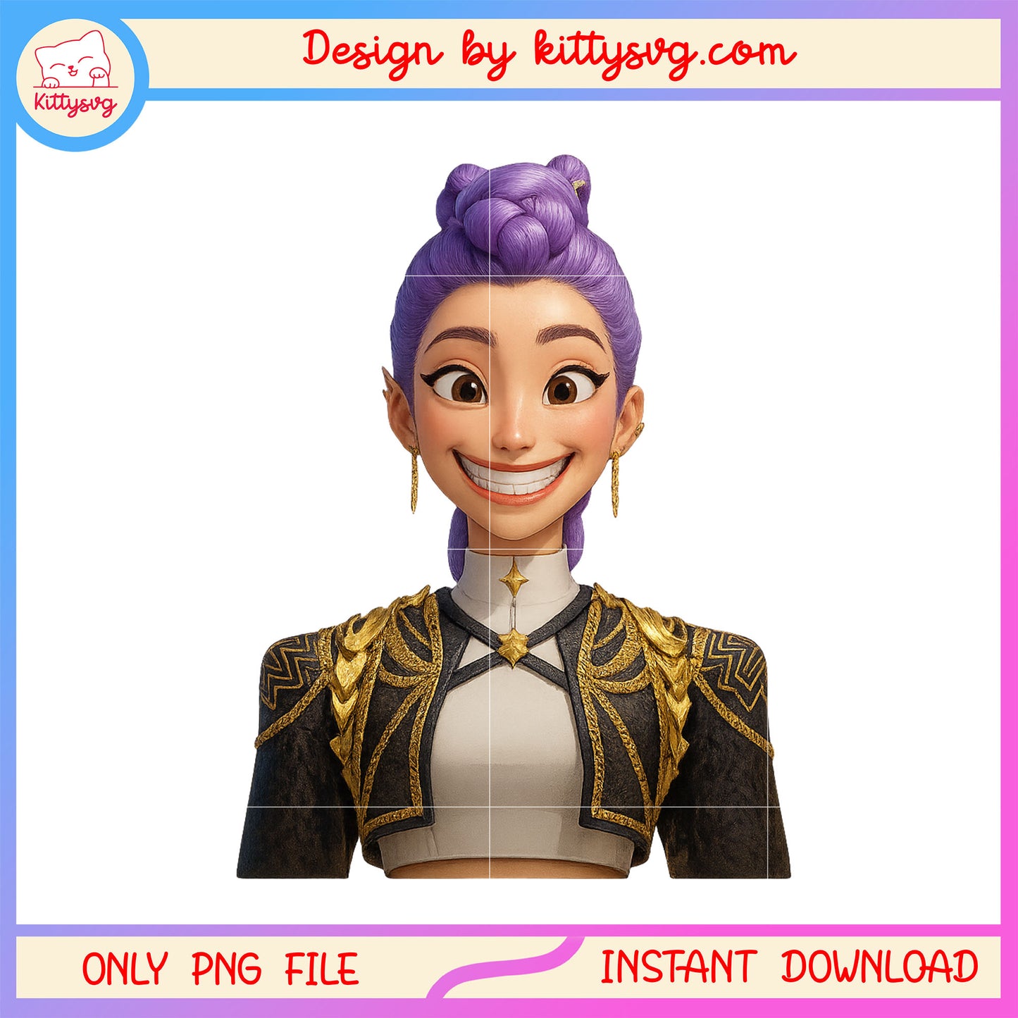 Rumi smile face design png, rumi huntrix png, huntrix movie png