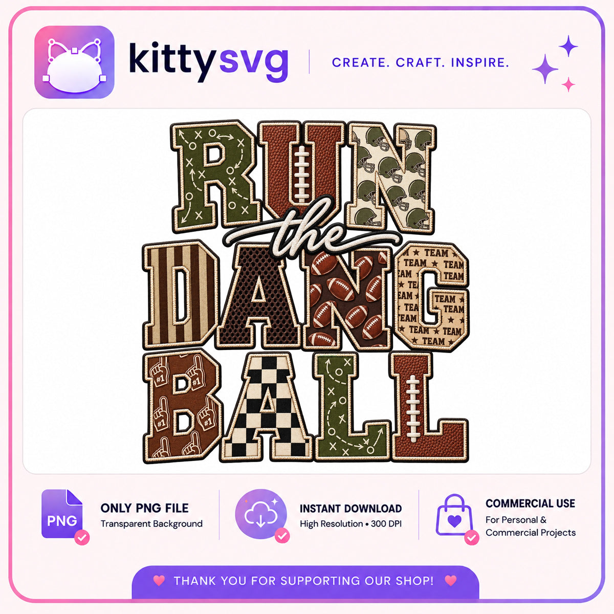 Run The Dang Ball PNG, Football Game Day PNG, Sports Team PNG