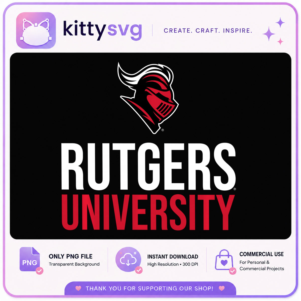 Rutgers University Scarlet Knights Logo, College PNG, Instant Download PNG