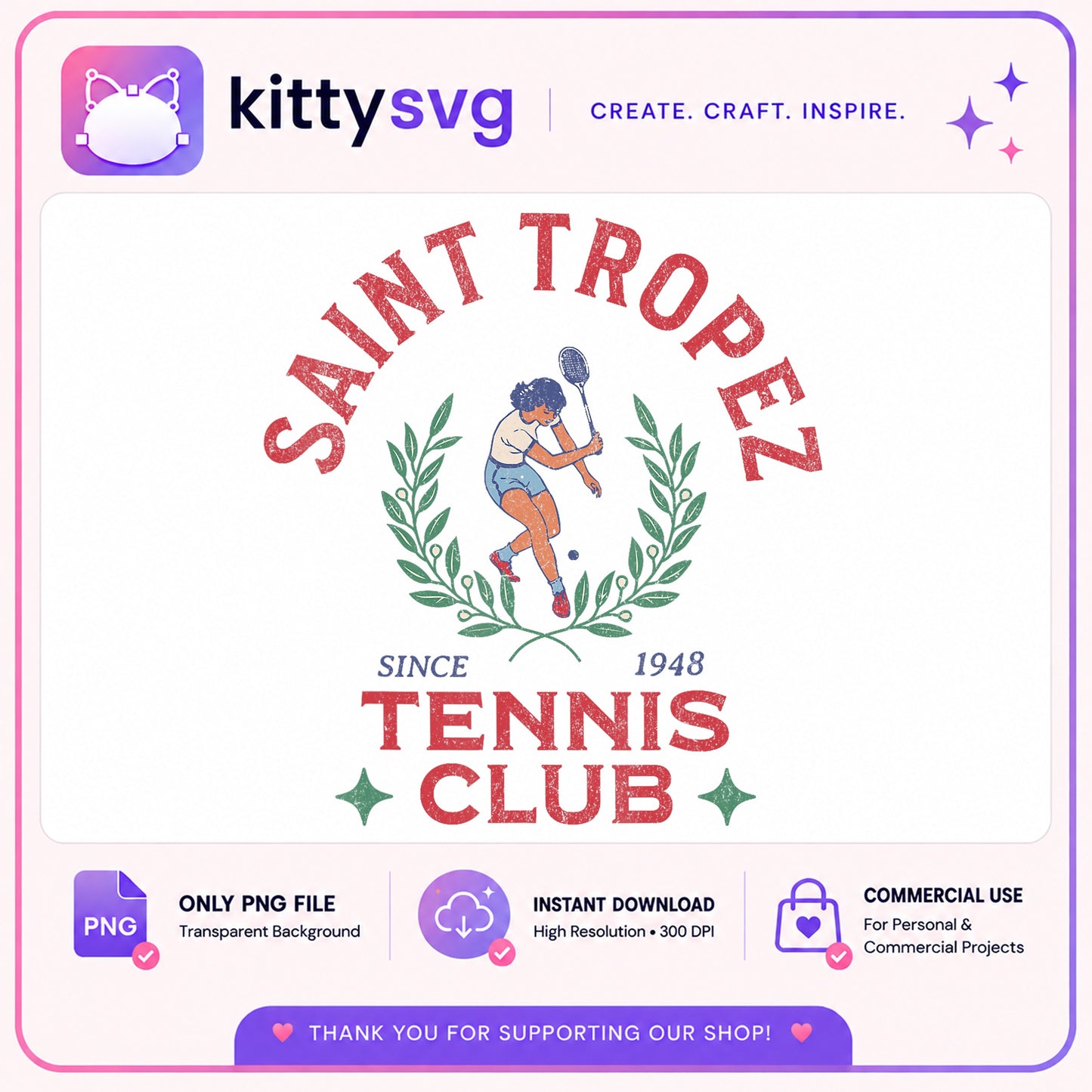 Saint Tropez Tennis Club PNG, Retro Tennis PNG, Sports PNG