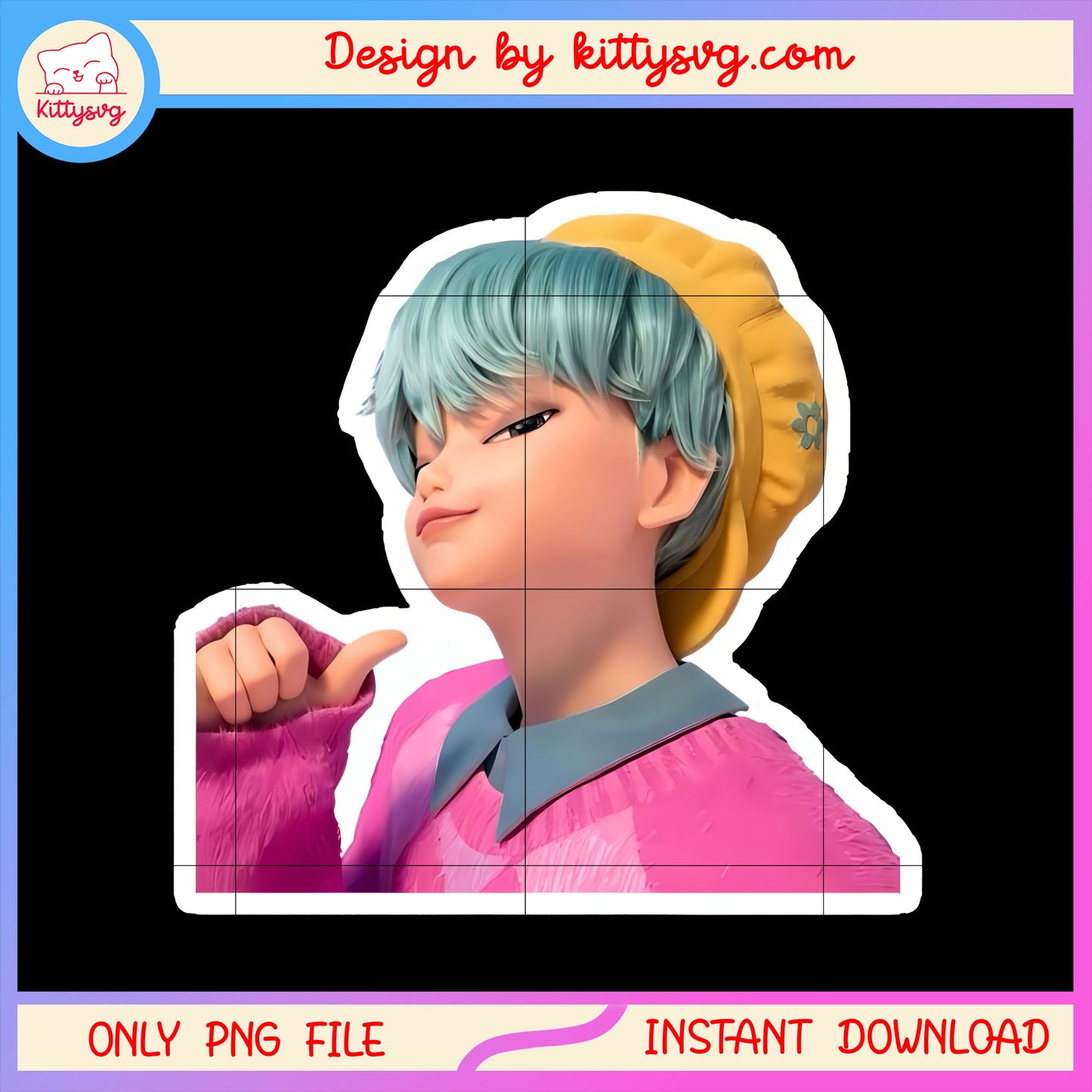 Saja boys baby member sticker design png, kpop demon hunters baby png