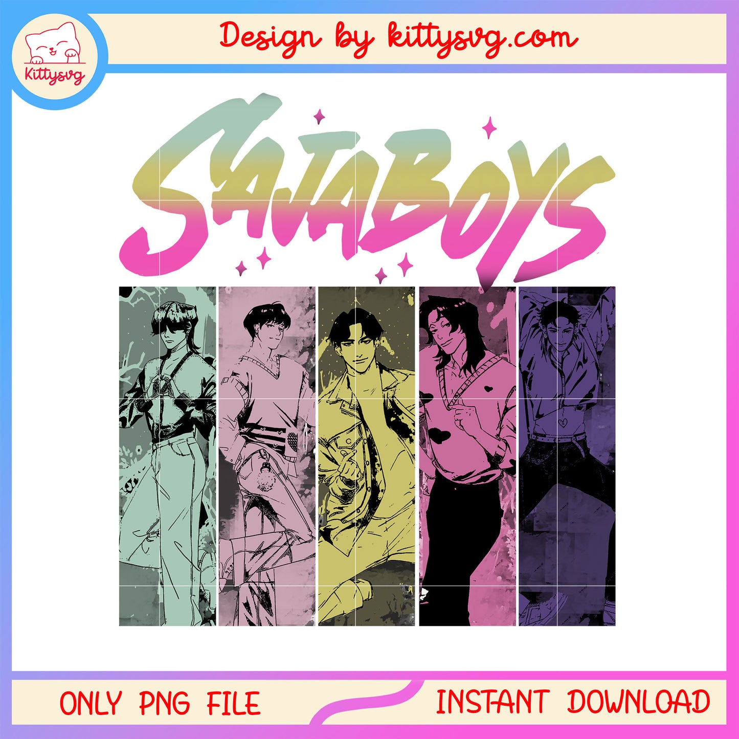 Saja boys cartoon art design png, kpop idols png, the saja boys png