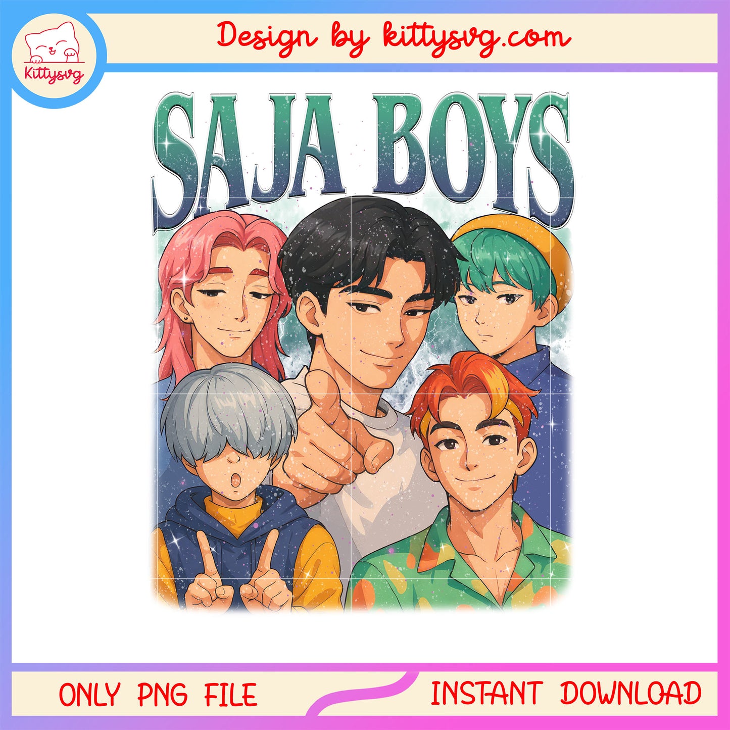 Saja boys character design png, kpop-demon-hunters png