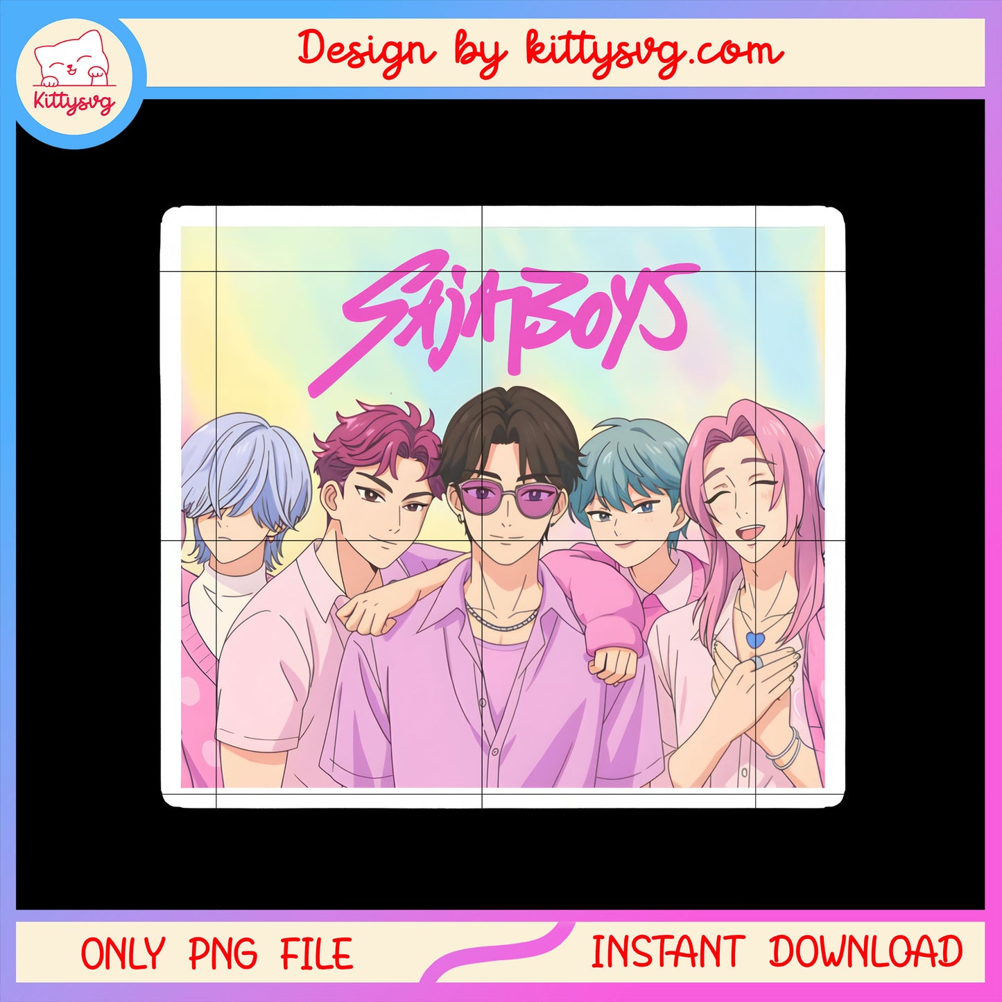 Saja boys fanart sticker design png, kpop demon hunters fanart png