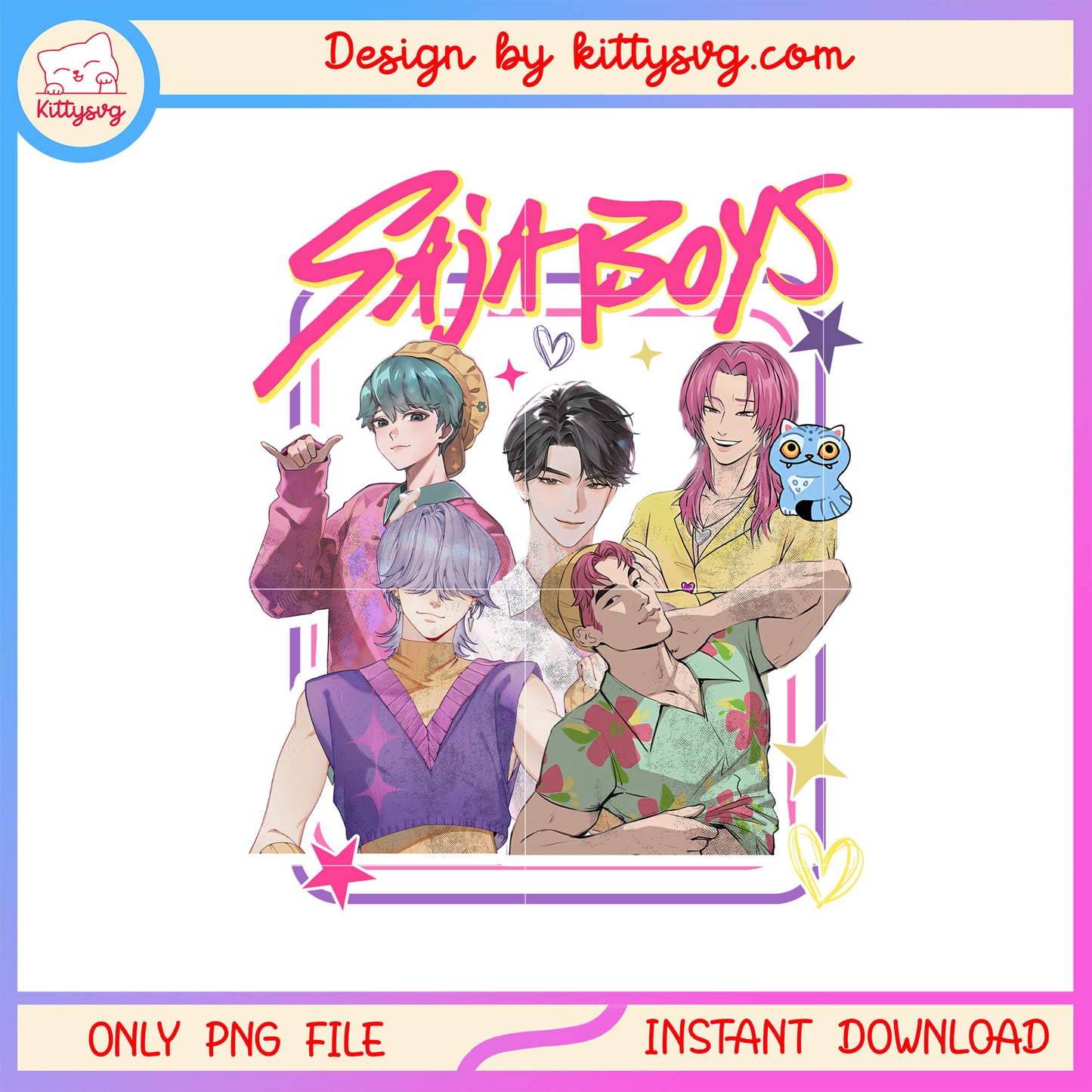Saja boys kpop group characters png, saja boys fanart png