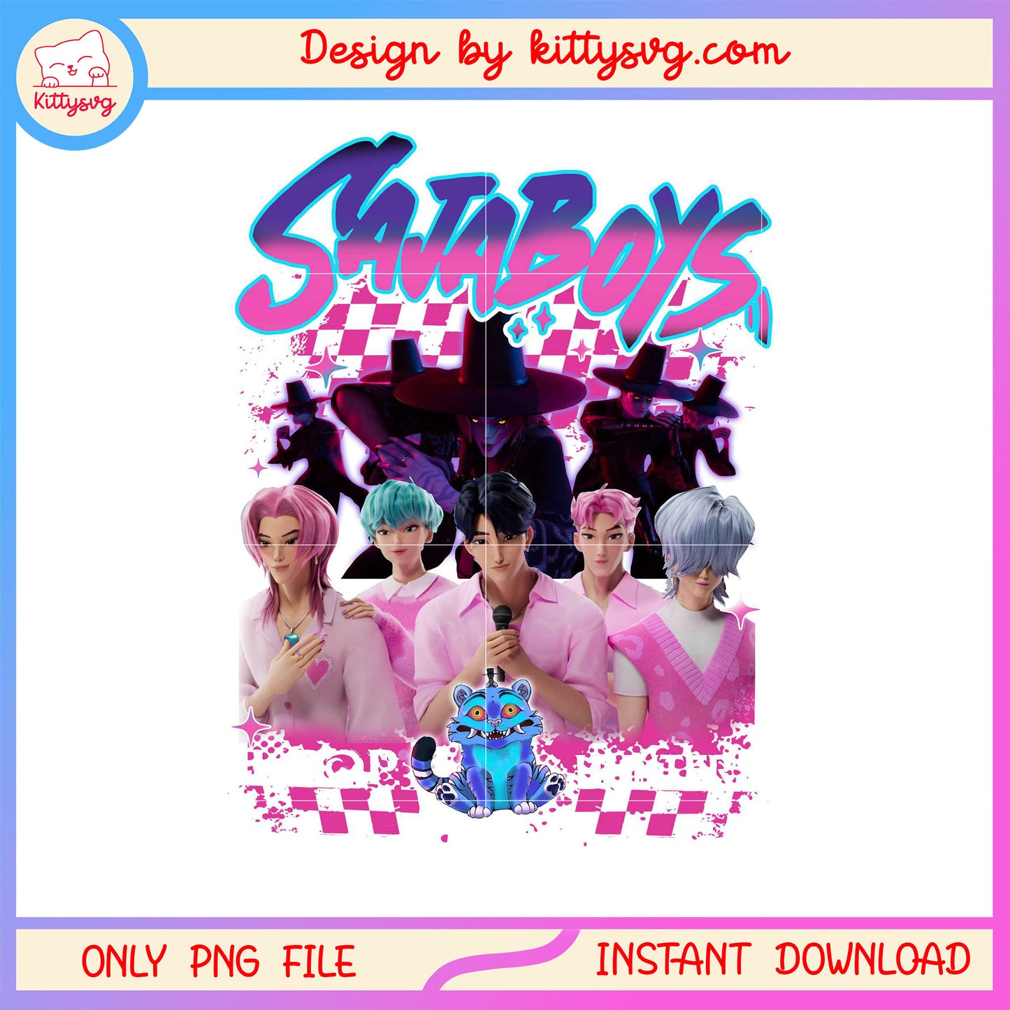 Saja boys members desig png, kpop demon hunters boys png