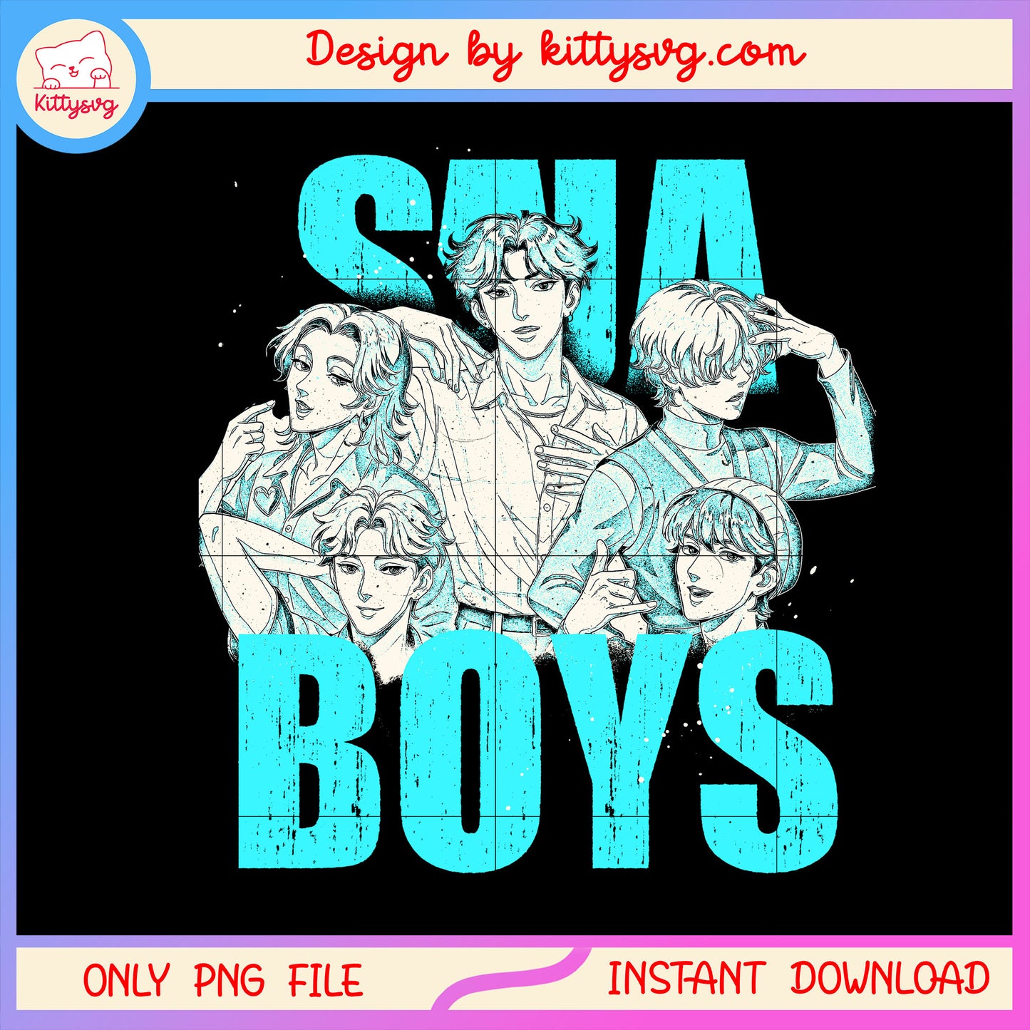Saja boys team blue design png, saja boys png, huntrix movie png