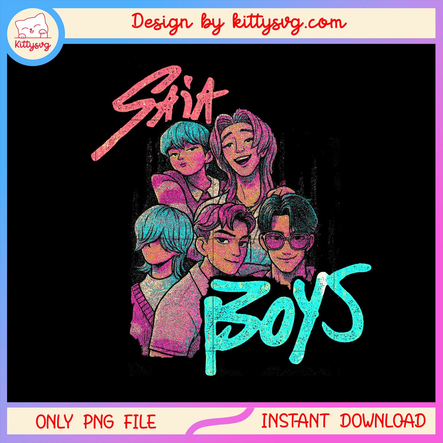 Saja boys team vintage design png, kpop demon hunters png