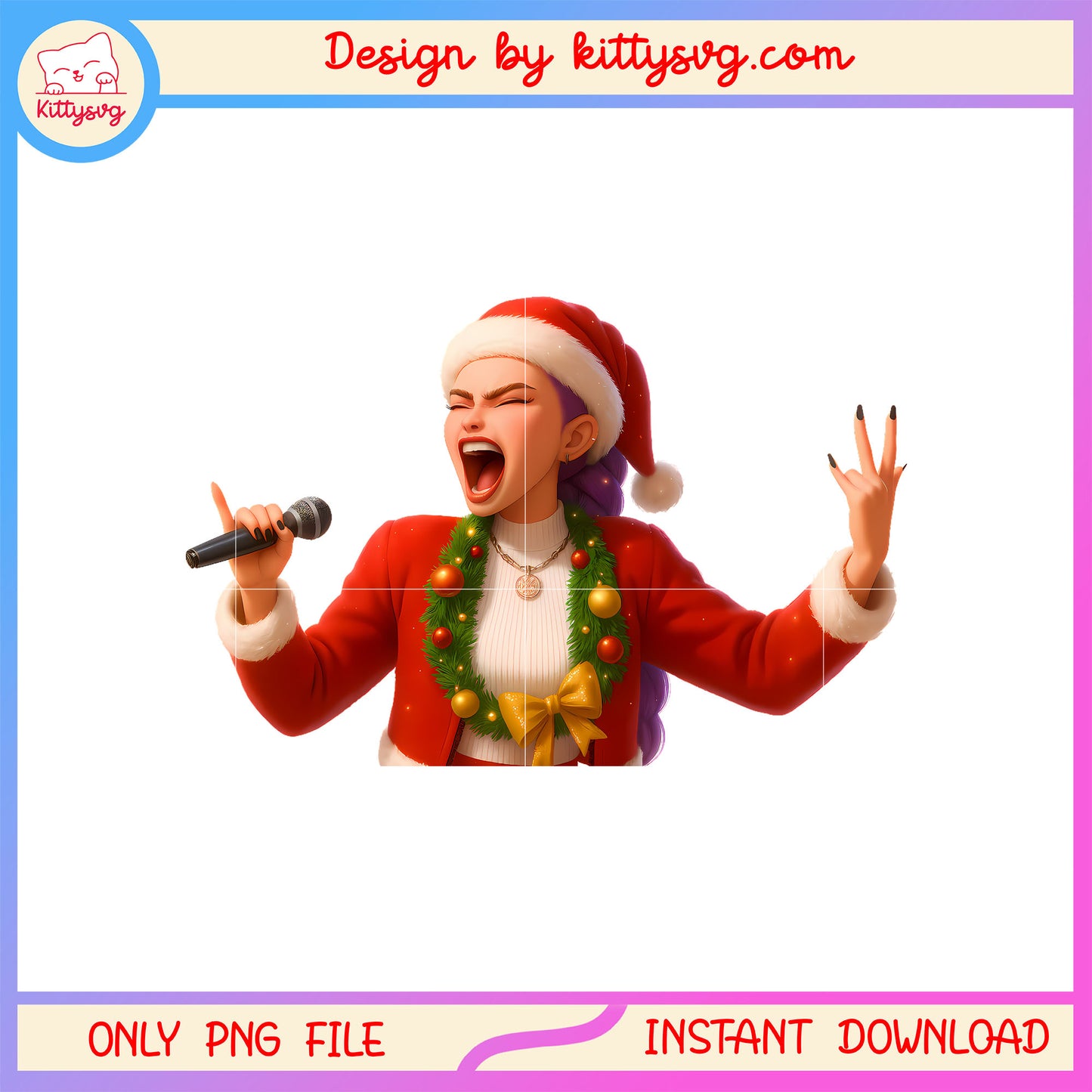 Santa christmas rumi singing kpop hunters png, huntrix merch png