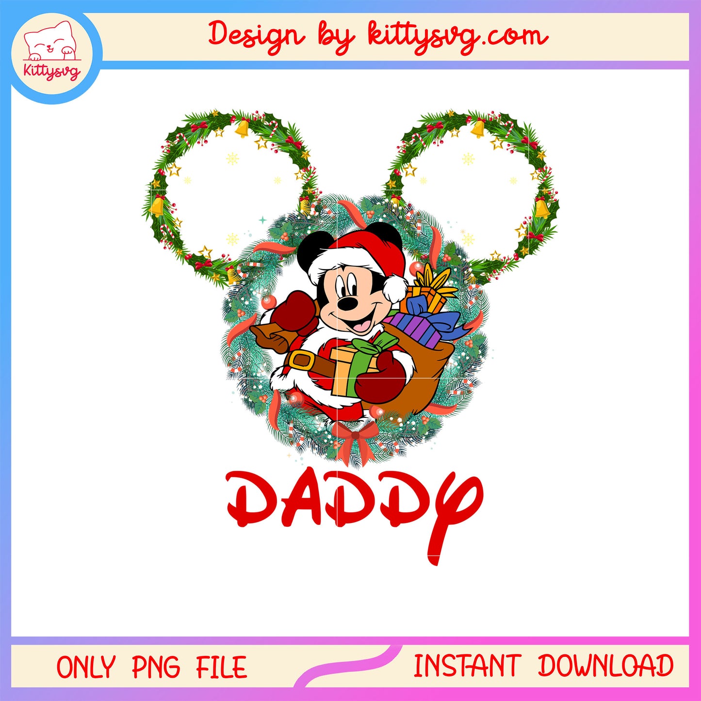 Santa mickey carry gifs disney ear daddy png, disney mickey ear png