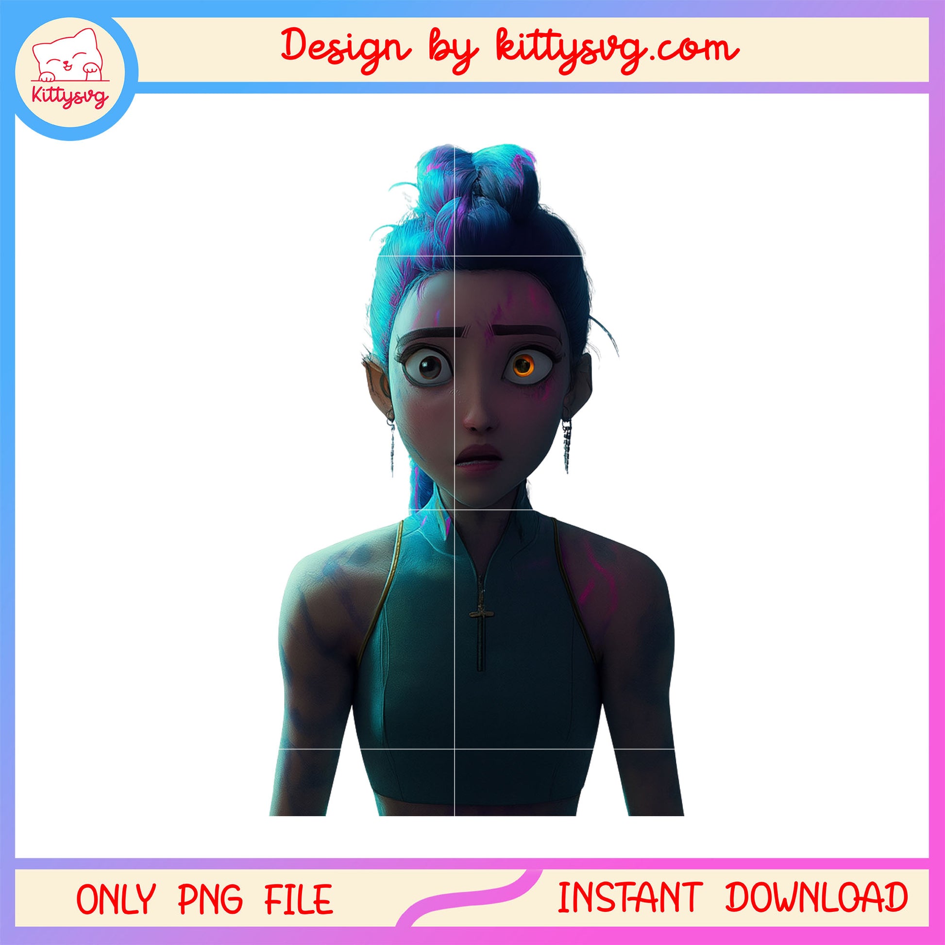 Scared rumi face design png, rumi character png, huntrix png