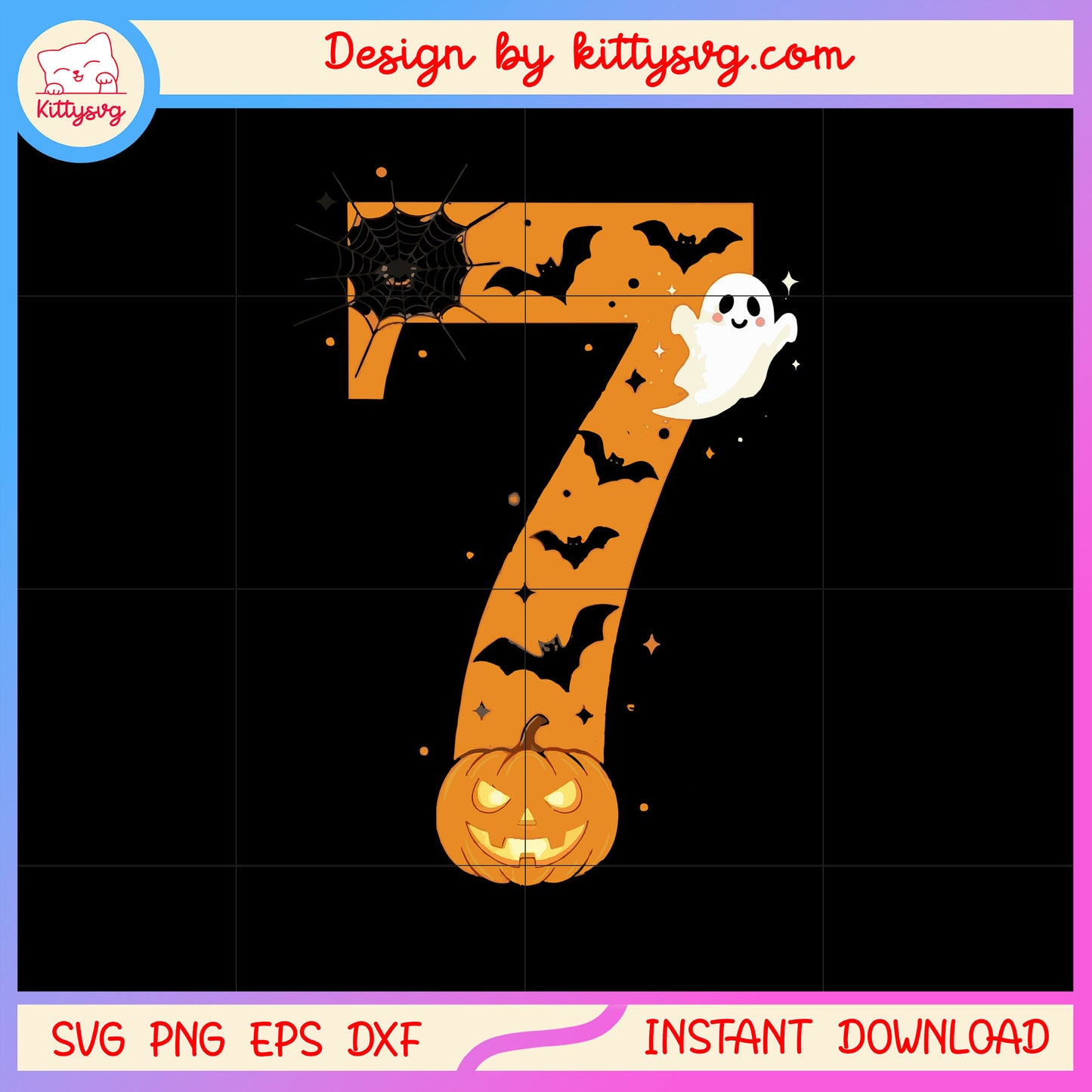 Seven number halloween sspider web design svg, happy halloween svg