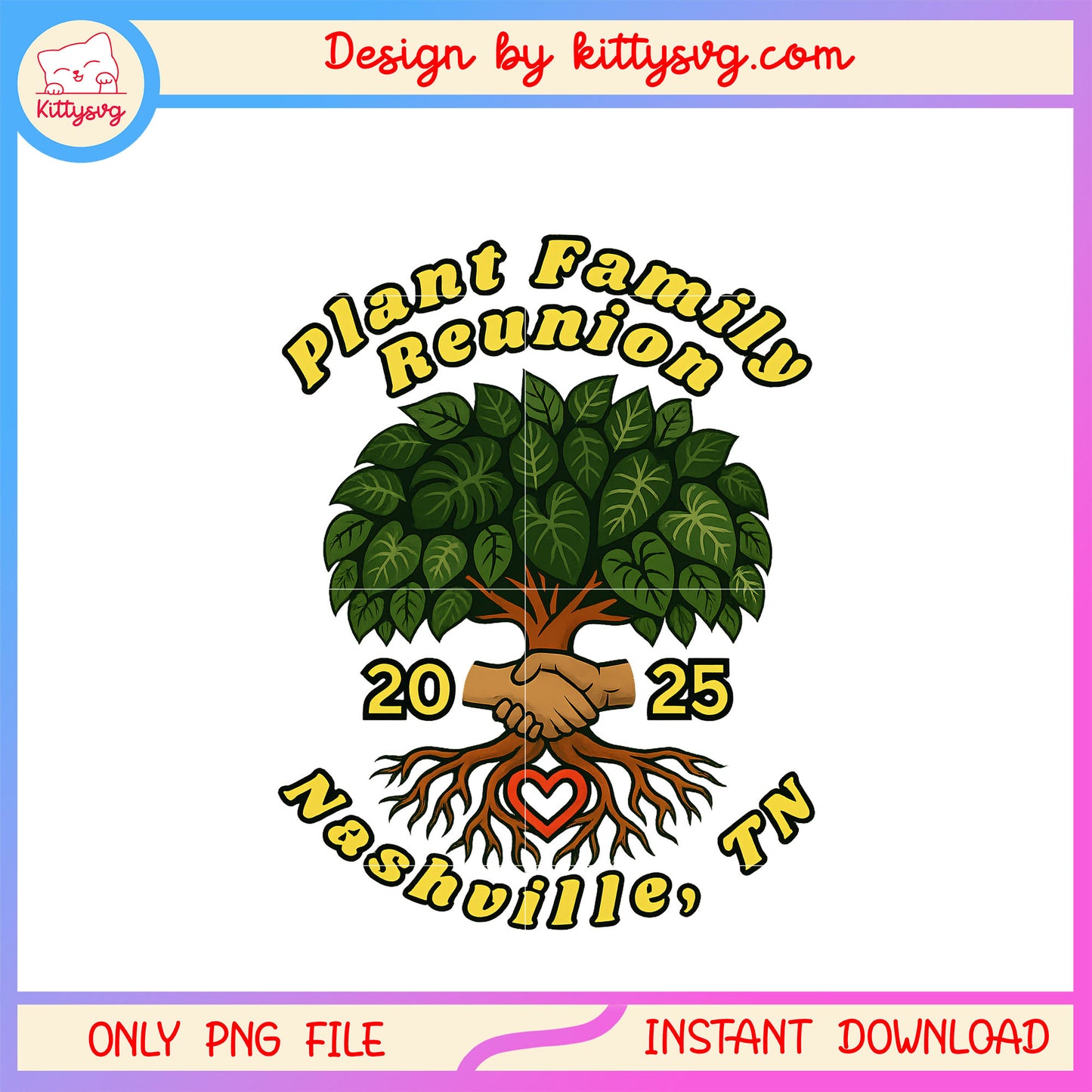 Shake hand plant family reunion 2025 design png, shake hand png